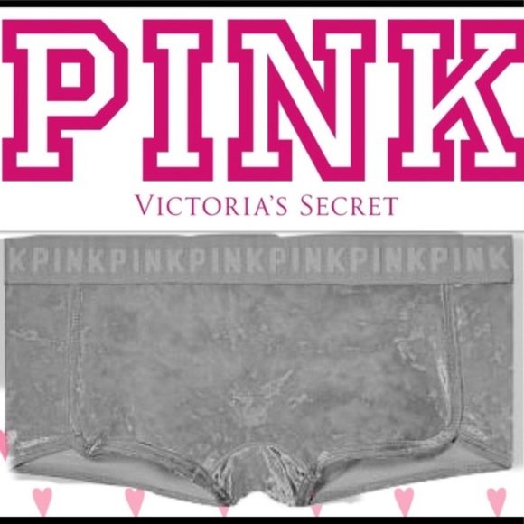 VS Pink Velvet Lurex Logo Boyshort-NWT - Picture 1 of 12